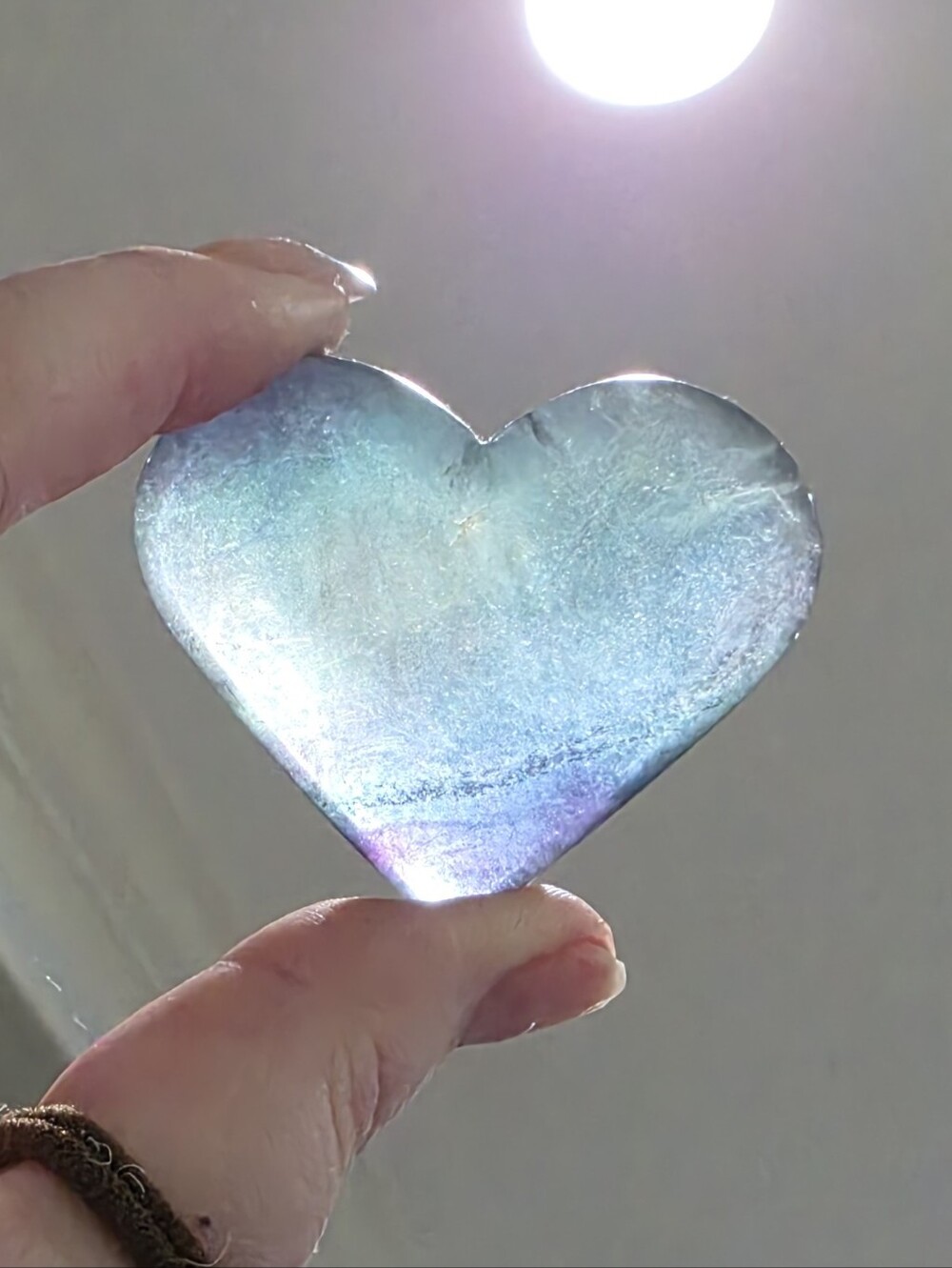 Rainbow Fluorite Heart - Blue, Green, Purple